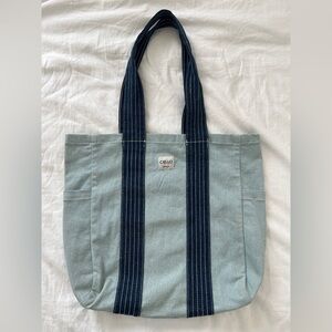 Cello Light Blue and Navy Striped‎ Tote